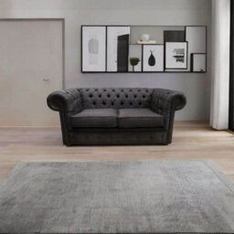 Chesterfield 2 Seater Sofa Settee Charles Linen Brown Fabric In Classic Style - thumbnail 4