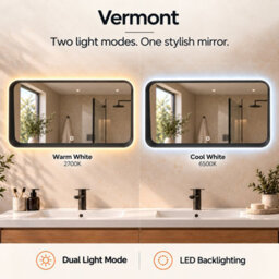 Plum&clay Vermont Led Backlit Bathroom Mirror Illuminated Black Mirror With Demister Pad (H)550mm (W)1200mm - thumbnail 6