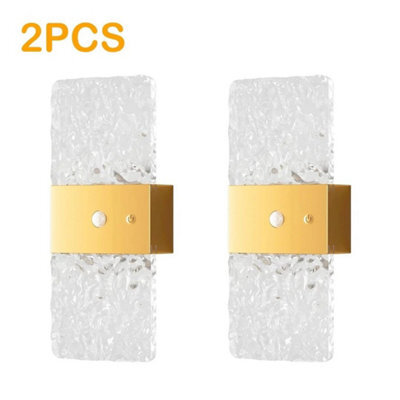 Gold 2X Battery Operated Led Wall Light Up Down Indoor Wall Sconce With Motion Sensor - image 1