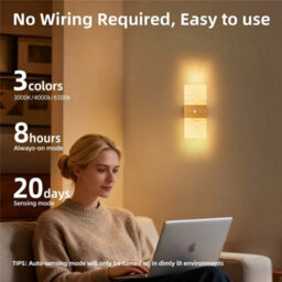 Gold 2X Battery Operated Led Wall Light Up Down Indoor Wall Sconce With Motion Sensor - thumbnail 4