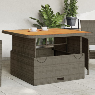 Walplus Garden Table Grey 110X110X71 Cm Poly Rattan And Acacia Wood - image 1