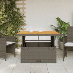 Walplus Garden Table Grey 110X110X71 Cm Poly Rattan And Acacia Wood - thumbnail 3