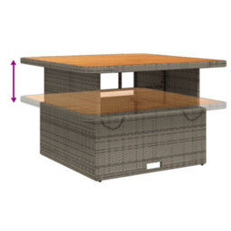 Walplus Garden Table Grey 110X110X71 Cm Poly Rattan And Acacia Wood - thumbnail 4