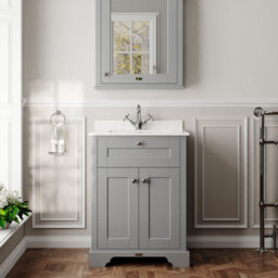 Hudson Reed Floor Standing 2-Door Traditional Vanity With 1 Tap Hole White Marble Top & Square Basin, 660X505mm - thumbnail 2