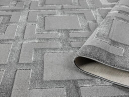 Vellure Modern Indoor Living Room Area Rug Embossed Metallic Sheen Maze Design Grey 120X170 Cm - thumbnail 3