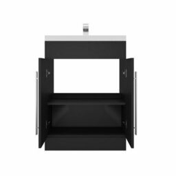 Rinse Bathrooms 600mm Painted Floor Standing Vanity Unit With Basin Sink Cabinet Unit Bathroom Storage Units Matte Black - thumbnail 4