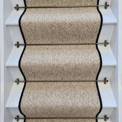RainbowHome Herringbone Berber Beige Stain Free Stair Runner With 100% Pure Wool Edge 55 700 - image 1