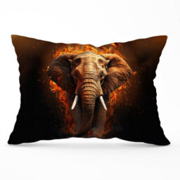 Warren Reed Designer Splashart Elephant And Fire Cushions 33Cm X 48Cm - thumbnail 1