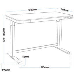Dellonda Oak Electric Adjustable Standing Desk With Usb & Drawer, 1200 X 600mm - thumbnail 8