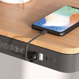 Dellonda Oak Electric Adjustable Standing Desk With Usb & Drawer, 1200 X 600mm - thumbnail 7
