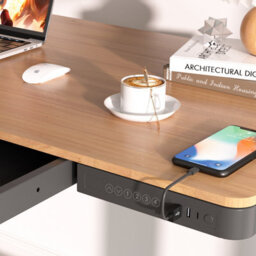 Dellonda Oak Electric Adjustable Standing Desk With Usb & Drawer, 1200 X 600mm - thumbnail 6