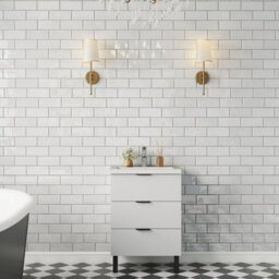 Probaty Bathrooms Vanity Unit Matte White Mdf,600X385X850mm,wall Mounted,3 Drawer With Artificial Stone Arc Basin - thumbnail 3