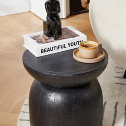Nordlys Side Table In Black Magnesite Indoor Outdoor Modern Design Style Living Room - thumbnail 5