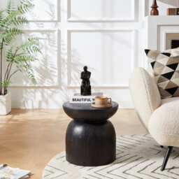 Nordlys Side Table In Black Magnesite Indoor Outdoor Modern Design Style Living Room - thumbnail 3