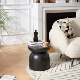 Nordlys Side Table In Black Magnesite Indoor Outdoor Modern Design Style Living Room - thumbnail 8