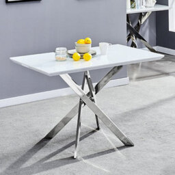 Furniture in Fashion Petra Small Glass Top High Gloss Dining Table In White