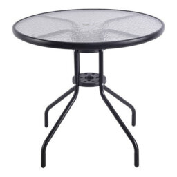 Urbn-Living Urbnliving 3 Piece Garden Bistro Set Round Glass Table & 2 Chairs Outdoor Patio Balcony Furniture - Black - thumbnail 8