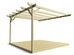 Arbor Garden Solutions Wall Mounted Pergola And Decking Complete Diy Kit, Corbel Design (4.2M X 4.2M, Light Green (Natural) Finish)