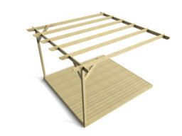 Arbor Garden Solutions Wall Mounted Pergola And Decking Complete Diy Kit, Corbel Design (4.2M X 4.2M, Light Green (Natural) Finish) - thumbnail 4