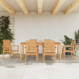 Berkfield 7 Piece Garden Dining Set Solid Wood Teak
