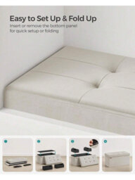 LEDREM Storage Ottoman, Foldable Small Ottoman Foot Rest, 38 X 76 X 38 Cm Foot Stool, Cube Ottoman With Storage - thumbnail 5