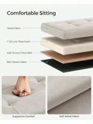 LEDREM Storage Ottoman, Foldable Small Ottoman Foot Rest, 38 X 76 X 38 Cm Foot Stool, Cube Ottoman With Storage - thumbnail 2