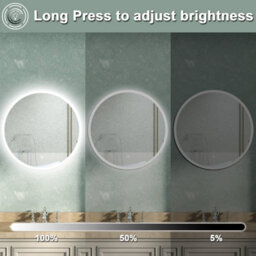AVER-GROWTH Round Led Bathroom Mirror With Lights Demister Pad Anti-Fog Touch/wall Switch Dimmable Wall Mounted Mirror 800X800mm - thumbnail 3