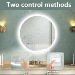 AVER-GROWTH Round Led Bathroom Mirror With Lights Demister Pad Anti-Fog Touch/wall Switch Dimmable Wall Mounted Mirror 800X800mm - thumbnail 4