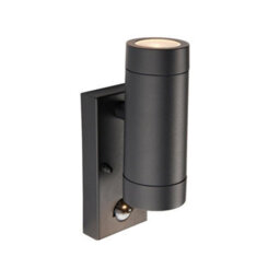 Luminosa Lighting Luminosa Odyssey Pir Motion Sensor Up Down Wall Lamp Satin Black Paint & Clear Glass Ip44 - thumbnail 3
