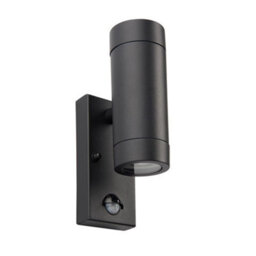 Luminosa Lighting Luminosa Odyssey Pir Motion Sensor Up Down Wall Lamp Satin Black Paint & Clear Glass Ip44 - thumbnail 2