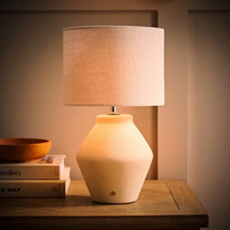 Valuelights Finn Cream Ceramic Rechargeable Table Lamp With Linen Shade - thumbnail 2