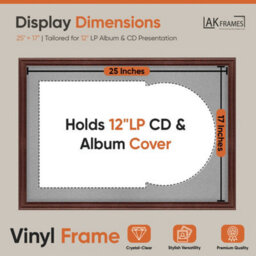 "AK Frames 25X17"" Rose Wood Classic Vinyl Record Frame With Silver Mount For 12 Inch Lp Cover & Disc - Overlapped Design" - thumbnail 2