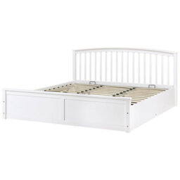 Beliani Ottoman Bed Pine Wood Clarbec 180 X 200 Cm (Eu Super King) White - thumbnail 4