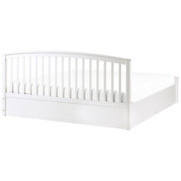 Beliani Ottoman Bed Pine Wood Clarbec 180 X 200 Cm (Eu Super King) White - thumbnail 7