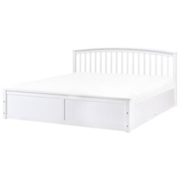 Beliani Ottoman Bed Pine Wood Clarbec 180 X 200 Cm (Eu Super King) White - thumbnail 5