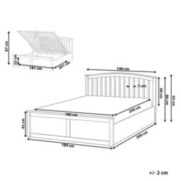 Beliani Ottoman Bed Pine Wood Clarbec 180 X 200 Cm (Eu Super King) White - thumbnail 3