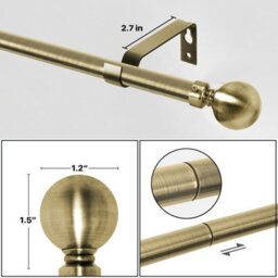 Ameha Curtain Metal Pole Extendable Curtain Rod,60mm Finials, Ring,brackets And Fitting Set (120-210Cm, 48''- 84'',antique Brass) - thumbnail 7