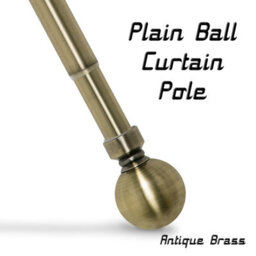 Ameha Curtain Metal Pole Extendable Curtain Rod,60mm Finials, Ring,brackets And Fitting Set (120-210Cm, 48''- 84'',antique Brass) - thumbnail 1
