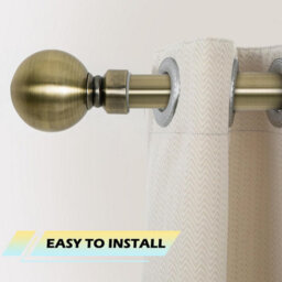 Ameha Curtain Metal Pole Extendable Curtain Rod,60mm Finials, Ring,brackets And Fitting Set (120-210Cm, 48''- 84'',antique Brass) - thumbnail 9
