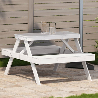 Berkfield Picnic Table White 105X134X75 Cm Solid Wood Pine - image 1