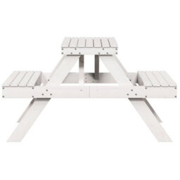 Berkfield Picnic Table White 105X134X75 Cm Solid Wood Pine - thumbnail 5