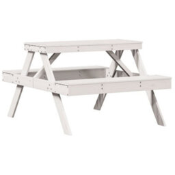 Berkfield Picnic Table White 105X134X75 Cm Solid Wood Pine - thumbnail 6