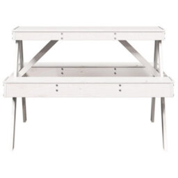 Berkfield Picnic Table White 105X134X75 Cm Solid Wood Pine - thumbnail 4