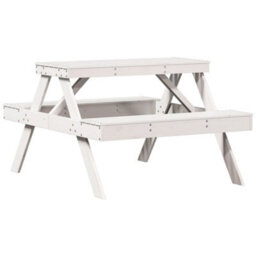Berkfield Picnic Table White 105X134X75 Cm Solid Wood Pine - thumbnail 2