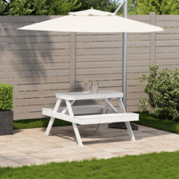 Berkfield Picnic Table White 105X134X75 Cm Solid Wood Pine - thumbnail 3