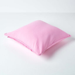 Homescapes Cotton Plain Pink Cushion Cover, 45 X 45 Cm - thumbnail 3