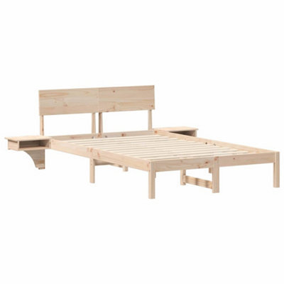Berkfield Modern Bed Frame With Bedside Tables Brown Solid Pine Wood - image 1