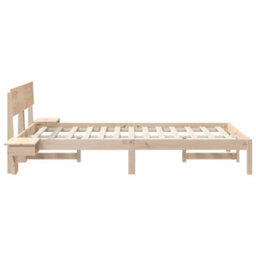Berkfield Modern Bed Frame With Bedside Tables Brown Solid Pine Wood - thumbnail 6