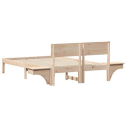 Berkfield Modern Bed Frame With Bedside Tables Brown Solid Pine Wood - thumbnail 7