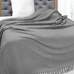 Nevni Decorative Rustic Cotton King Size Throw Blanket With Fringes For Sofa, Bed, Armchair, Couch Settee 225 X 250 Cm - Grey - thumbnail 4